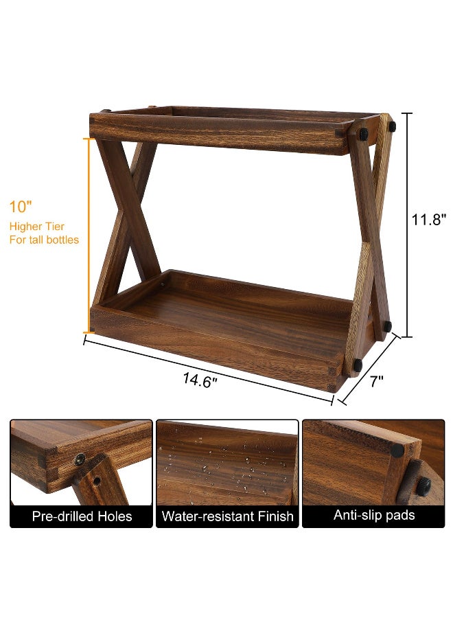 Wooden 2-Tier Countertop Organizer Shelf, Multipurpose Storage Rack for Kitchen, Coffee Bar & Bathroom - Image 3