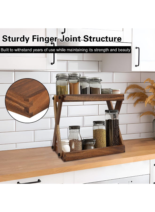 Wooden 2-Tier Countertop Organizer Shelf, Multipurpose Storage Rack for Kitchen, Coffee Bar & Bathroom - Image 4