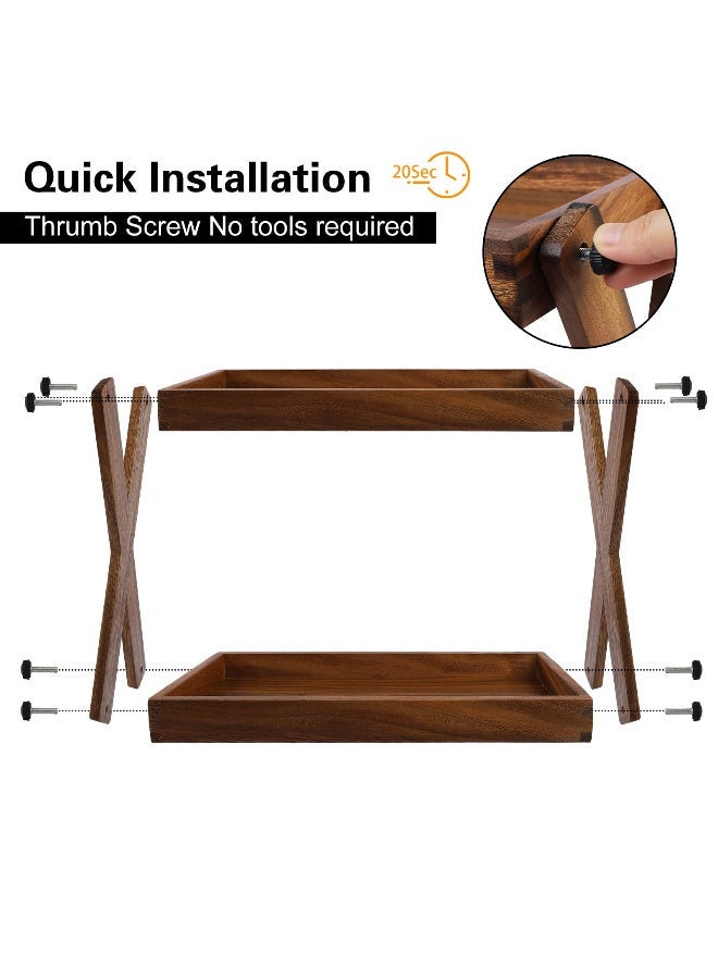 Wooden 2-Tier Countertop Organizer Shelf, Multipurpose Storage Rack for Kitchen, Coffee Bar & Bathroom - Image 2