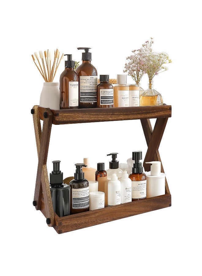 Wooden 2-Tier Countertop Organizer Shelf, Multipurpose Storage Rack for Kitchen, Coffee Bar & Bathroom - Image 1