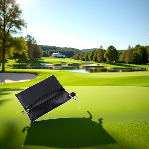 Pxiryanlow Black Mini Golf Tee Pouch Bag, Durable Golf Ball Tee Storage Bag Leather Golf Tees Pocket with Zipper, Golf Supplies Accessories, Golf Club Bag Accessories, Golf, Sports - Image 3