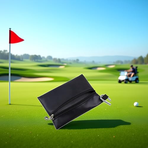 Pxiryanlow Black Mini Golf Tee Pouch Bag, Durable Golf Ball Tee Storage Bag Leather Golf Tees Pocket with Zipper, Golf Supplies Accessories, Golf Club Bag Accessories, Golf, Sports - Image 4