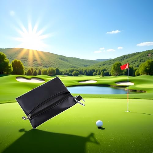Pxiryanlow Black Mini Golf Tee Pouch Bag, Durable Golf Ball Tee Storage Bag Leather Golf Tees Pocket with Zipper, Golf Supplies Accessories, Golf Club Bag Accessories, Golf, Sports - Image 5