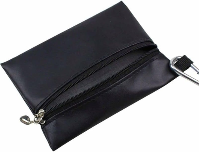 Pxiryanlow Black Mini Golf Tee Pouch Bag, Durable Golf Ball Tee Storage Bag Leather Golf Tees Pocket with Zipper, Golf Supplies Accessories, Golf Club Bag Accessories, Golf, Sports - Image 1