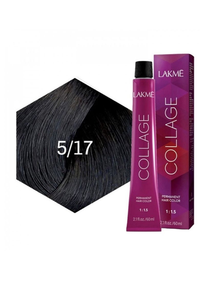 LAKME - Collage Creme Hair Colour 5/17 Blue Ash Light Brown 60ml - Image 1