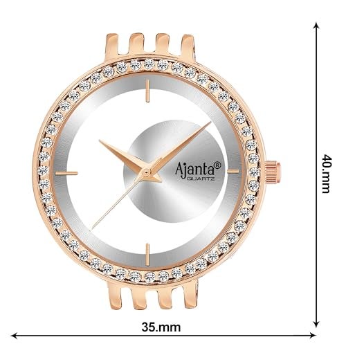Ajanta Quartz Luxury Analog Bracelet Watch |Diamond Studded | Rose Gold Watch |Minimalistic Dial with Bracelet Chain for Women & Girls (La Luna Collection) - Image 5