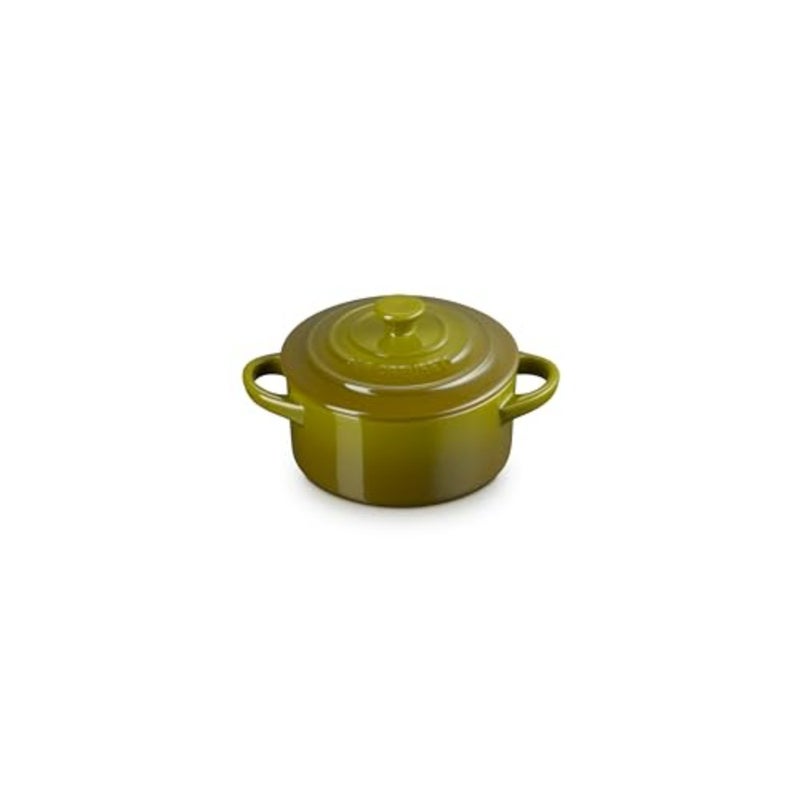 Stoneware Mini Round Cocotte for cooking and serving, olive color, durable and oven-safe - Image 1
