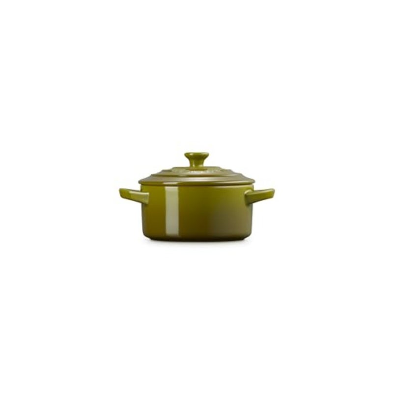 Stoneware Mini Round Cocotte for cooking and serving, olive color, durable and oven-safe - Image 4