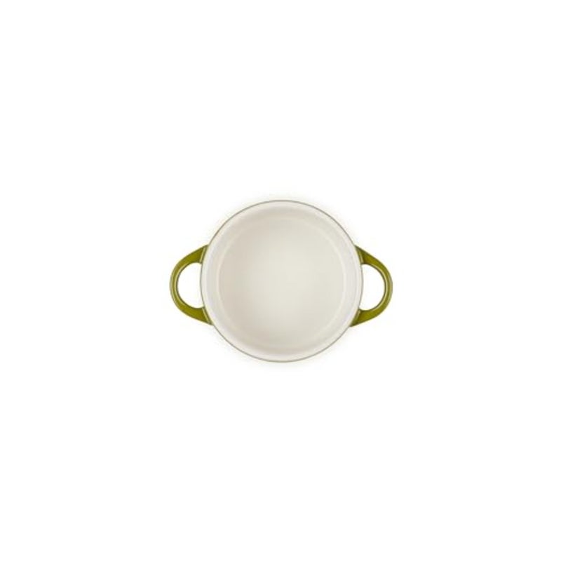 Stoneware Mini Round Cocotte for cooking and serving, olive color, durable and oven-safe - Image 3