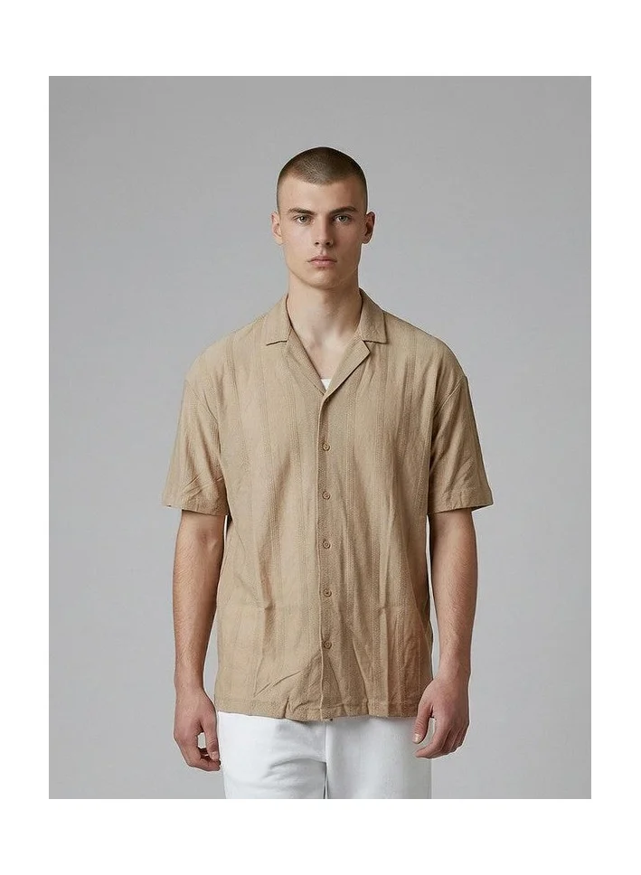 Marrakech Textured Stripe Casual Short Sleeve Shirt
