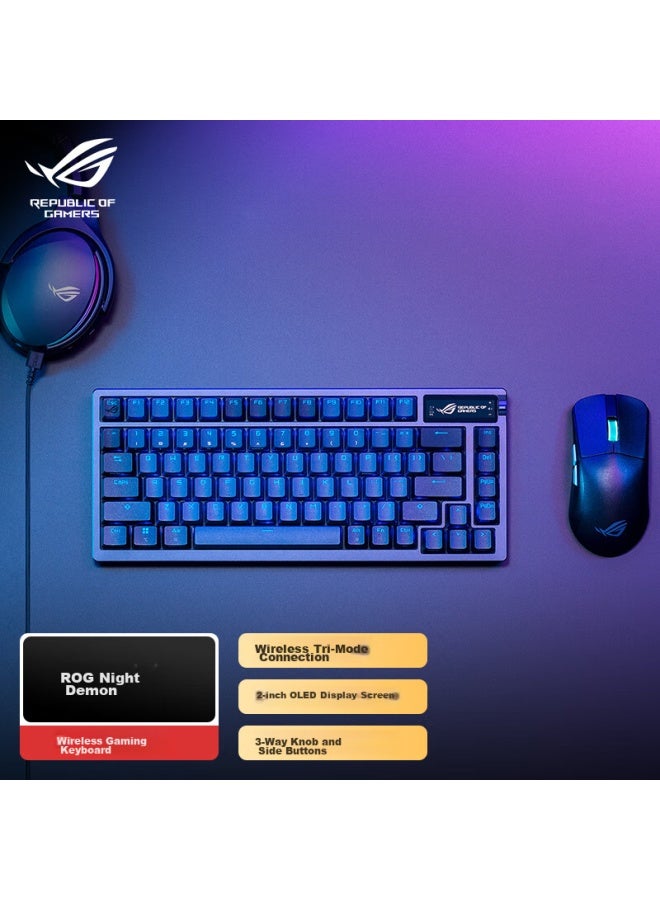 Rog Night Demon Mechanical Keyboard Wired/wireless/bluetooth Triple-mode Gaming Keyboard 75% Layout Nx Snow White Switch Rgb Hot-swappable Customizable Gasket Structure Oled Screen Black - Image 1