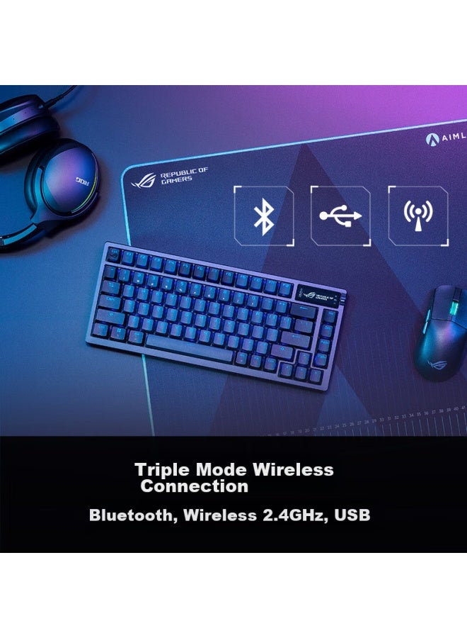 Rog Night Demon Mechanical Keyboard Wired/wireless/bluetooth Triple-mode Gaming Keyboard 75% Layout Nx Snow White Switch Rgb Hot-swappable Customizable Gasket Structure Oled Screen Black - Image 2