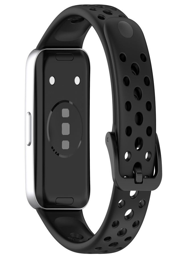 LOKEKE Compatible with Huawei Band 10 Replacement Wrist Strap - Replacement Breathable Silicone Wrist Watch Band Strap Compatible with Huawei Band 10/9/8, Silicone Pins(Black) - Image 3