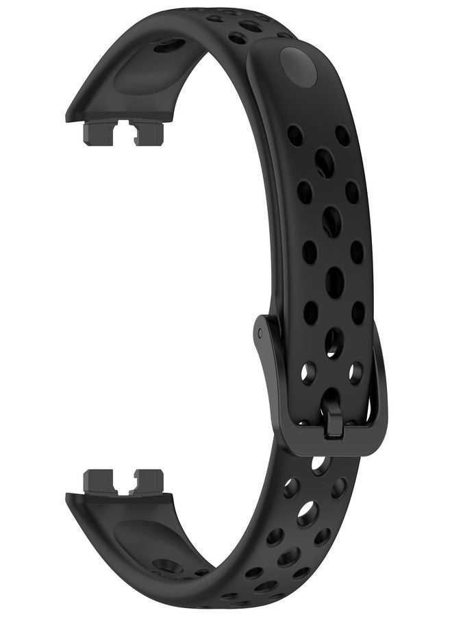 LOKEKE Compatible with Huawei Band 10 Replacement Wrist Strap - Replacement Breathable Silicone Wrist Watch Band Strap Compatible with Huawei Band 10/9/8, Silicone Pins(Black) - Image 5