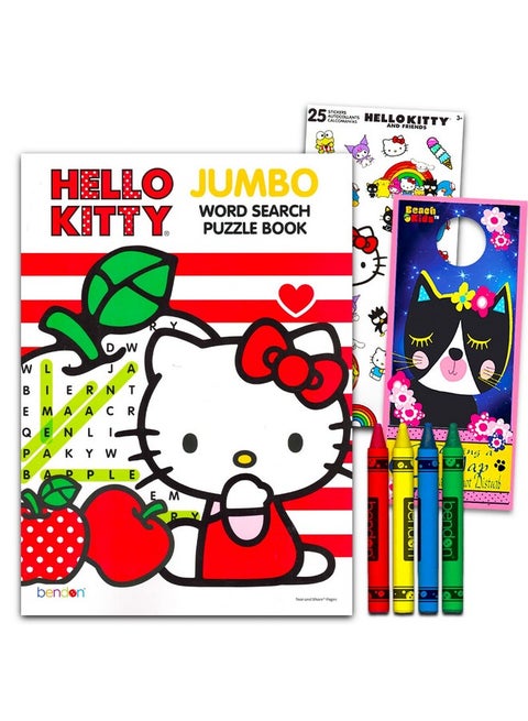 Hello Kitty Word Search Puzzle Book Set for Kids - Bundle with Hello Kitty Activity Books with Word Find Puzzles, Stickers, Crayons, More | Hello Kitty Word Search Book