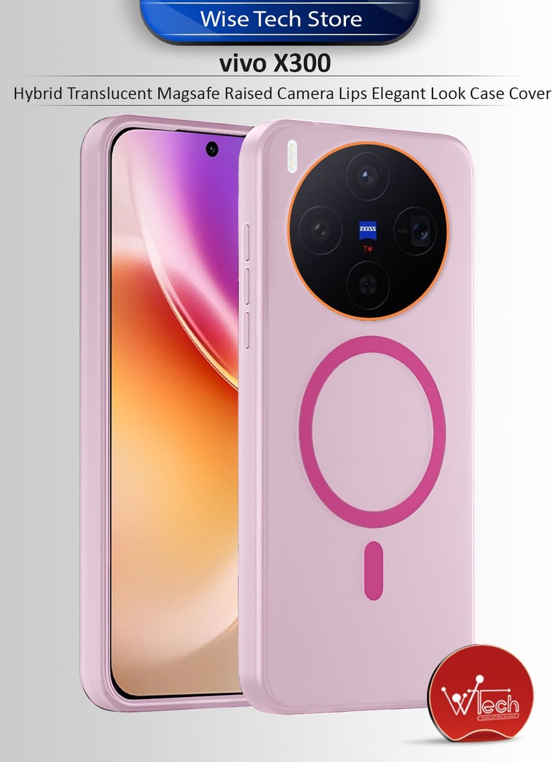 دبليو تيك غطاء هاتف vivo x300 5G 2025 شفاف هجين مع ميزة الماجسيف للشحن المغناطيسي ورفع حواف الكاميرا بمظهر أنيق (MCMPMN) - وردي فاتح - Image 1