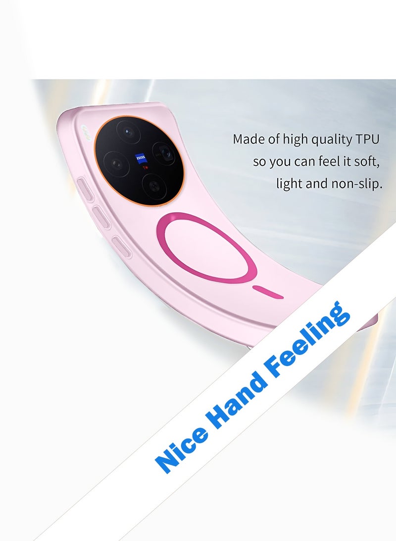 دبليو تيك غطاء هاتف vivo x300 5G 2025 شفاف هجين مع ميزة الماجسيف للشحن المغناطيسي ورفع حواف الكاميرا بمظهر أنيق (MCMPMN) - وردي فاتح - Image 3