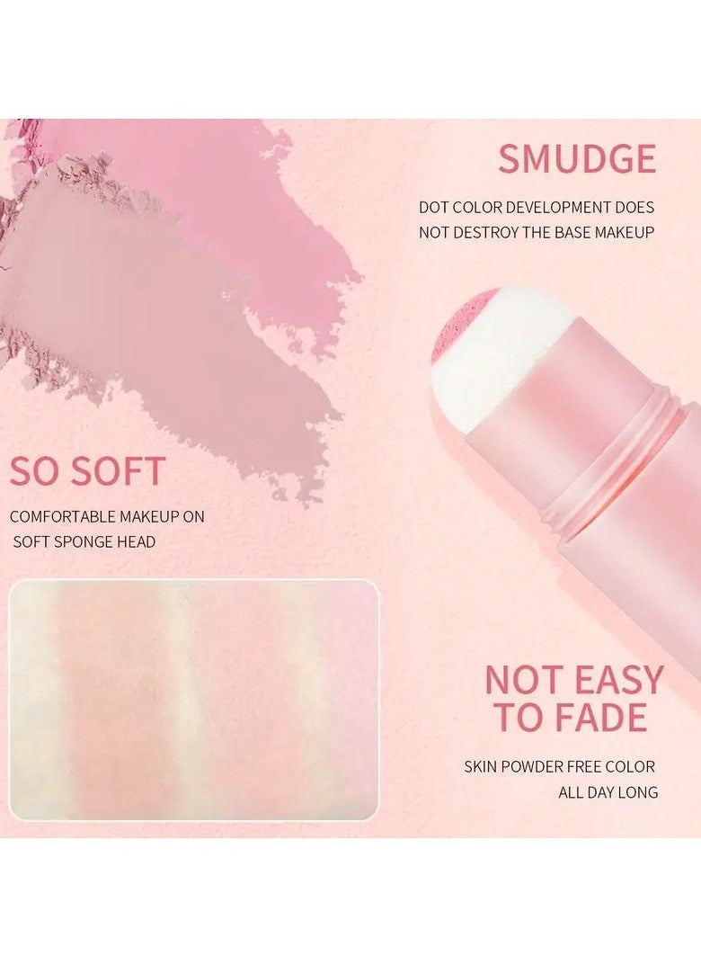 اوكيل Ocheal عصا أحمر الخدود مقاومة للماء لون البشرة المتوسطة-النهاية غير اللامعة، تغطية متوسطة ونغمة اللون الوردي، تطبيق رأس الإسفنج المريح (مجموعة 4 ظلال) - Image 4