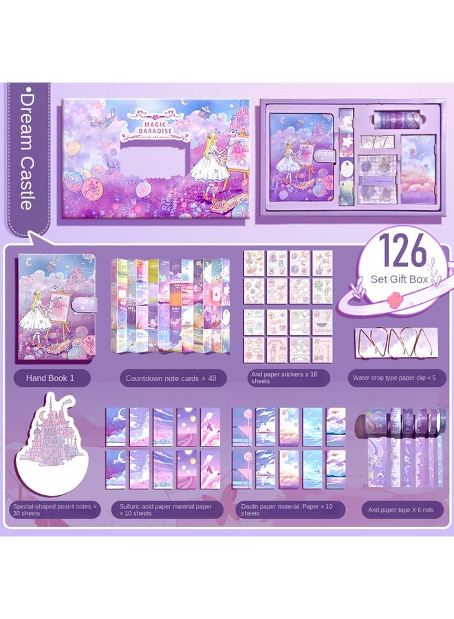 Bluejw Hand Account Book Gift Box Suit Girl's Heart Diary Primary School Gift Children's Stationery Girl's Full Set Of Tools Material Hand - Image 1