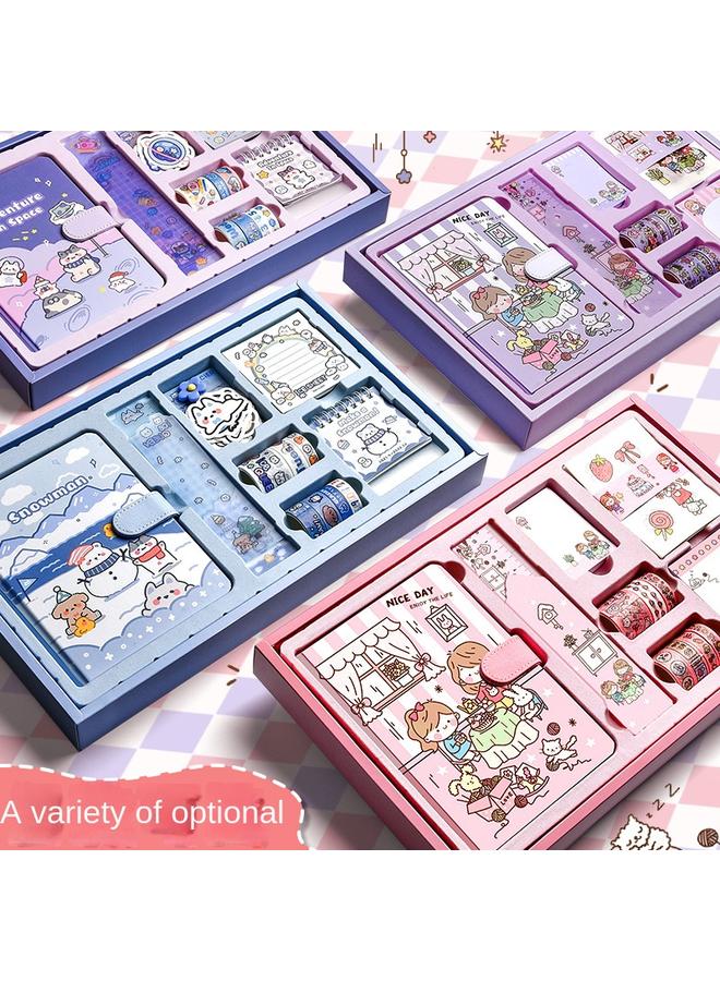 Bluejw Hand Account Book Gift Box Suit Girl's Heart Diary Primary School Gift Children's Stationery Girl's Full Set Of Tools Material Hand - Image 5