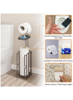 Toilet Paper Holder, Bathroom Toliet Tissue Holder Accessories Essentials Toilet Paper Holder Stand with Storage Shelf,Free Standing Toilet Tissue Paper Roll Storage Holder with Tray for Bathroom Storage (Black) - pzsku/Z0A6B1F1E60F2D3B33C3AZ/45/_/1740972111/c4c2db21-bab7-4e87-8f23-7dac536985e6