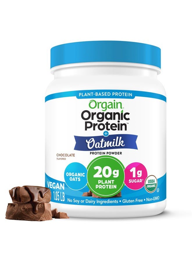 Orgain Organic Vegan Protein Powder + Oat Milk, Chocolate - 20g Plant Based Protein, Gluten Free, No Dairy, Soy or Lactose Ingredients, Low Sugar, Non-GMO, Kosher, For Shakes & Smoothies - 1.05lb - Image 1