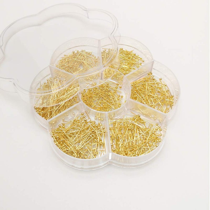 Chenkou Craft Assorted 700pcs Mix Size Brass Ball Head Pins for Jewelry Making (Gold, Mix) - Image 2