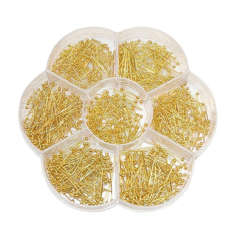 Chenkou Craft Assorted 700pcs Mix Size Brass Ball Head Pins for Jewelry Making (Gold, Mix) - Image 1