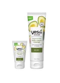 Yes To Yes To Avocado Fragrance Free Daily Cream Cleanser Bundle, Hydrating Face Wash, With Hyaluronic Acid & Glycerin, Natural Vegan & Cruelty Free, 1 Full 4 Fl Oz & 1 Travel 1 Fl Oz, 2 Piece Assortment 