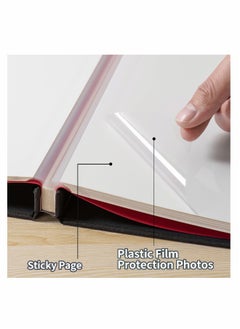 Generic Photo Album Self Adhesive 3x5 4x6 5x7 6x8 8x10 8.5x11 11x10.6 Magnetic Scrapbook Album DIY Length 11x10.6 Inch 40 Pages Linen Cover DIY Photo Album with A Metallic Pen and DIY Accessories (Black)  - Image 3