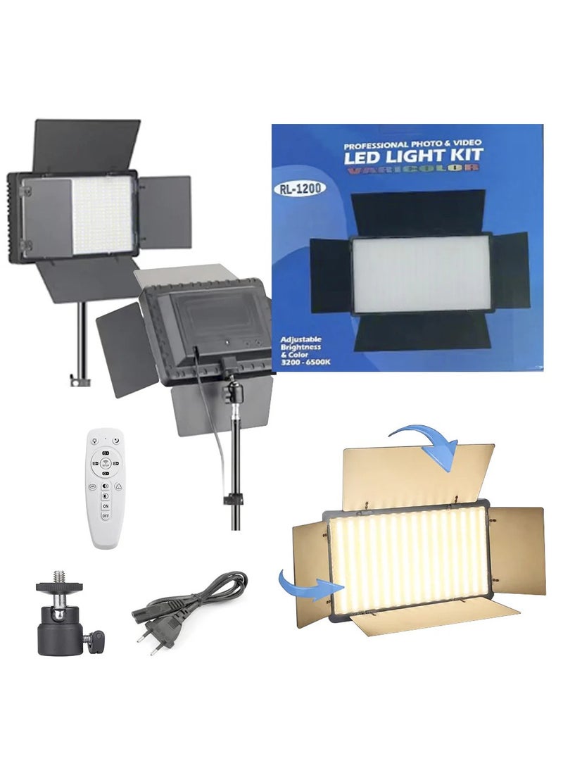 RL-1200 LED Video Fill Light 3200K-6500K Dimmable Photography Lighting Kit for YouTube Tiktok Video Recording Game Streaming  - Image 1