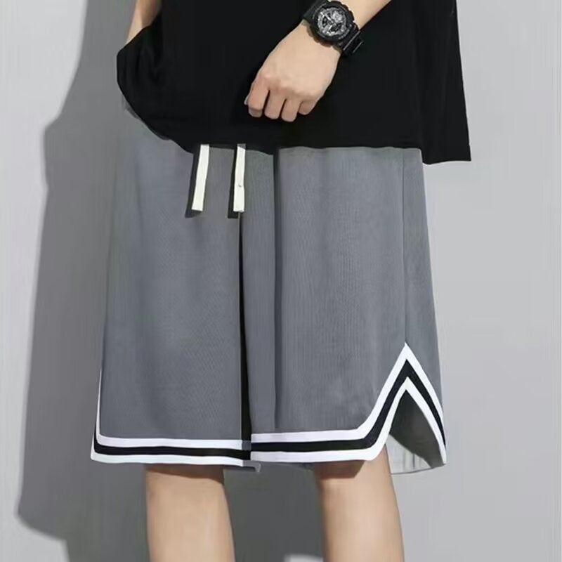 American Style High Street Shorts Summer Trendy Brand Loose Basketball Sports Pants Running Mesh Pants Casual Pants Mens 5XL U001 dark gray - Image 1