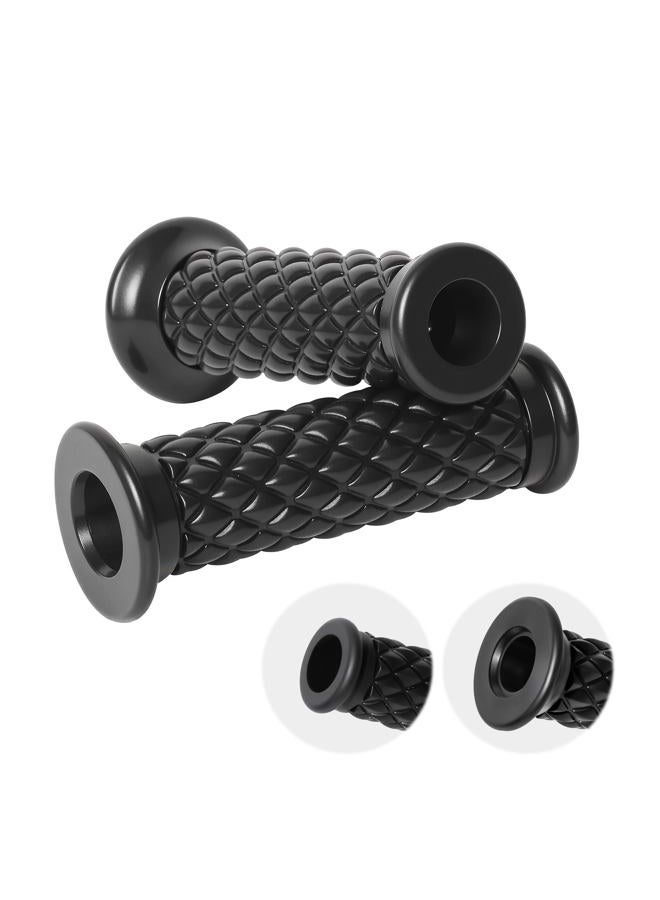 StarknightMT قبضات مقود دراجة نارية عتيقة غير قابلة للانزلاق 7/8" 22mm 1" 24mm مطاطية، مفتوحة من الطرف (أسود) - Image 1