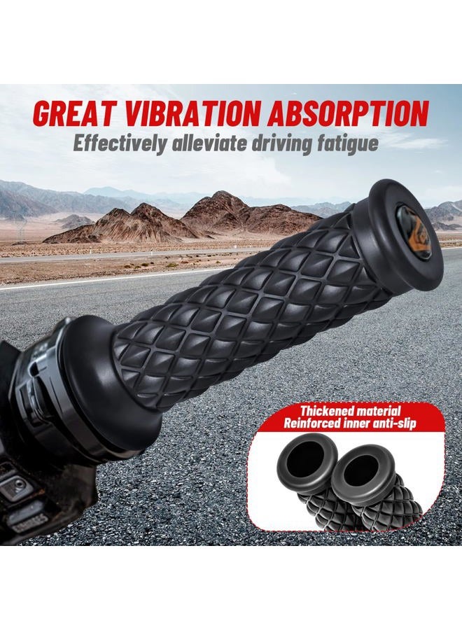 StarknightMT قبضات مقود دراجة نارية عتيقة غير قابلة للانزلاق 7/8" 22mm 1" 24mm مطاطية، مفتوحة من الطرف (أسود) - Image 5