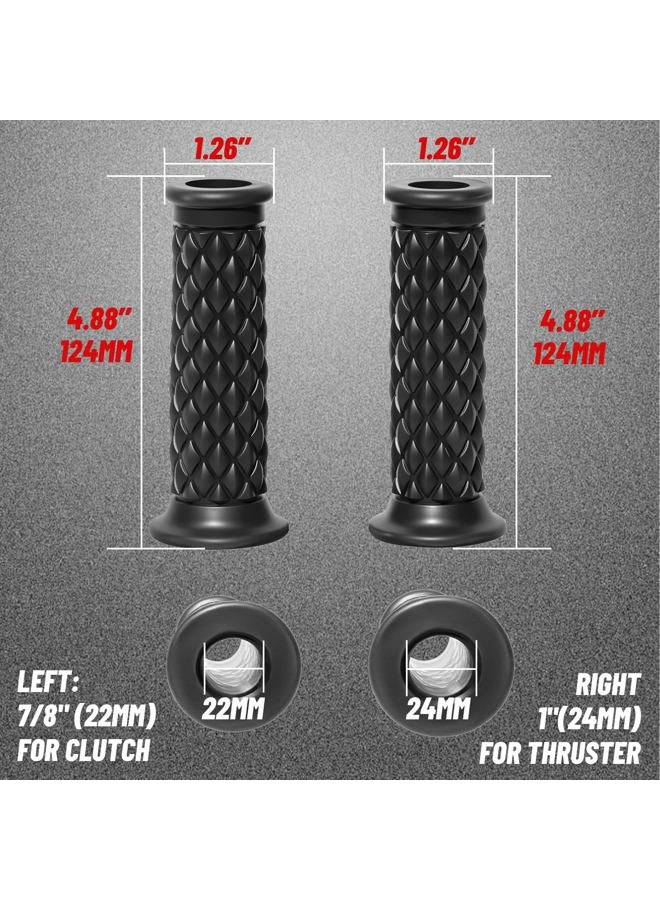 StarknightMT قبضات مقود دراجة نارية عتيقة غير قابلة للانزلاق 7/8" 22mm 1" 24mm مطاطية، مفتوحة من الطرف (أسود) - Image 2