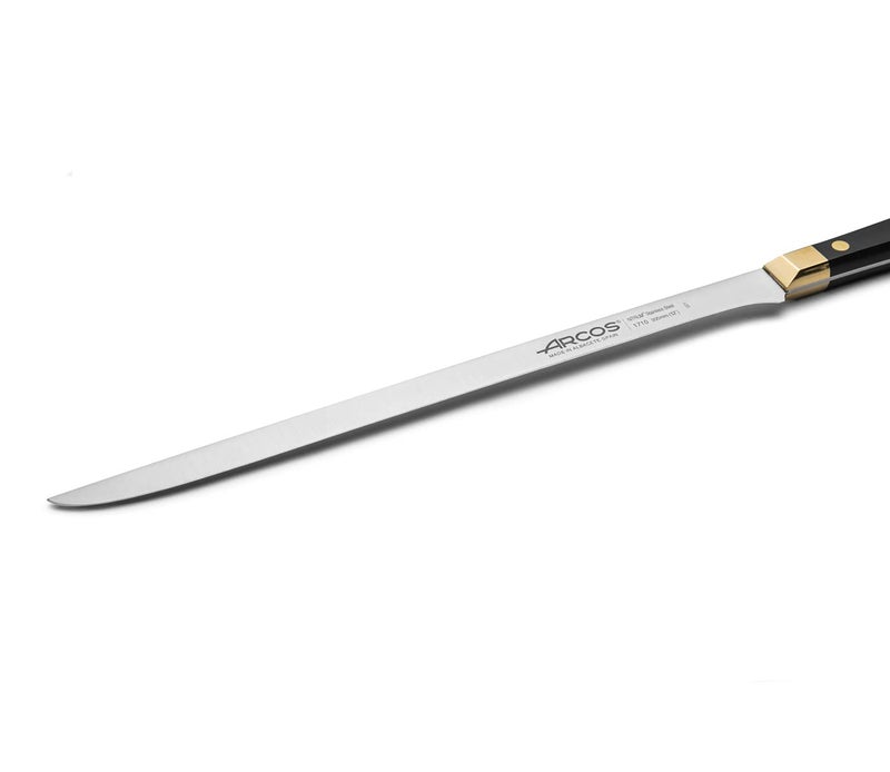 Arcos Carving Knife 12 Inch Stainless Steel. Ham Slicer Knife for Cutting Ham and Meat. Ergonomic Polyoxymethylene Handle and 300mm Blade. Series Regia. Color Black/Gold - Image 3