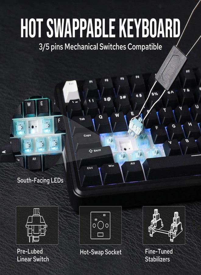 EPOMAKER TH85 QMK/VIA Wireless Gaming Keyboard, BT5.0/2.4GHz/USB-C, Hot Swappable Pre-lubed Custom Creamy Jade Linear Switches, Gasket Creamy Keyboard for PC/Mac/Office/Gaming (Black) - Image 4