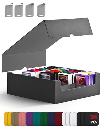 ZLCA Card Storage Box for MTG PTCG Commander Deck Box Holds 3200 Cards Trading Card Storage Case with 4 Stoppers Card Organizer for TCG Sport CardsBlack - Image 1