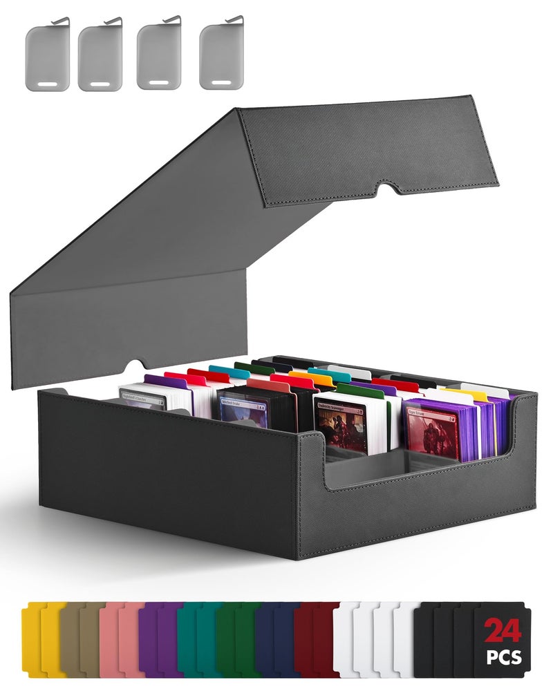 ZLCA Card Storage Box for MTG PTCG Commander Deck Box Holds 3200 Cards Trading Card Storage Case with 4 Stoppers Card Organizer for TCG Sport CardsBlack - Image 2