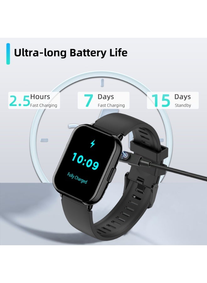PEJE PEJE Smart Watches For Men,1.83" Display,Prayer Alerts,Arabic Support,Bluetooth Calls,1ATM Waterproof,Spo2/Hr/Sleep Tracking,123+ Sports Modes,7-Day Battery (280mah),Ios/Android.(Black) - Image 2