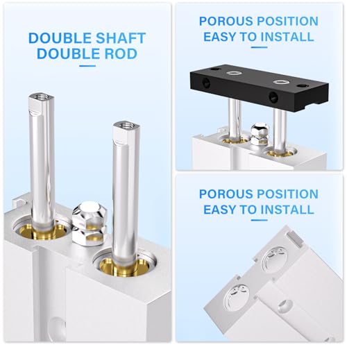 TAILONZ PNEUMATIC 10mm Bore 100mm Stroke Double-Rod Double-Acting Aluminum Pneumatic Air Cylinder TN10-100 - Image 4