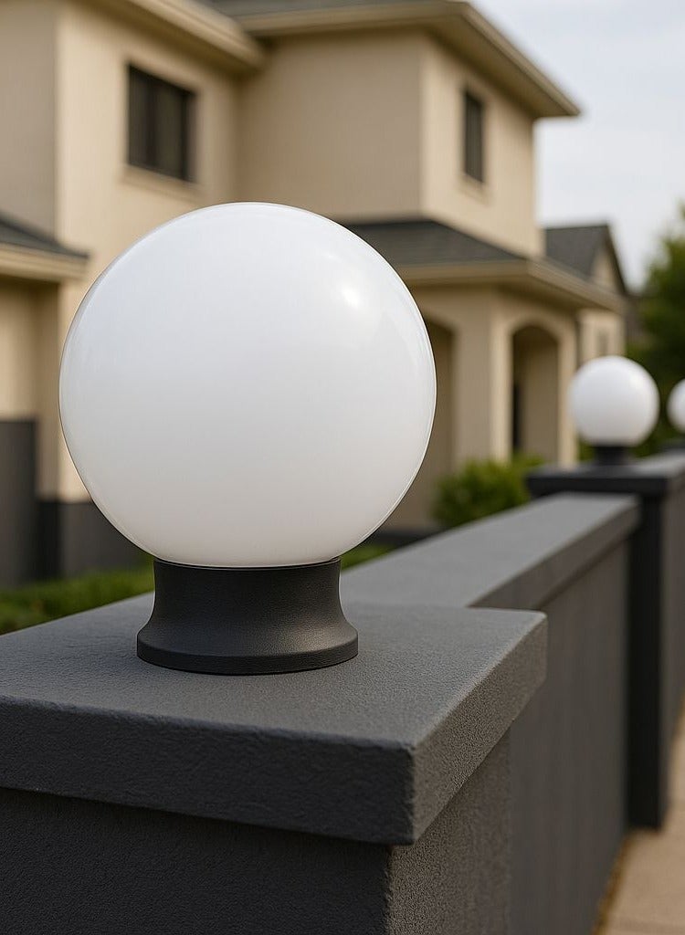 Outdoor Globe Light 15 cm – E27 Base – Fence Top Mount - Image 2