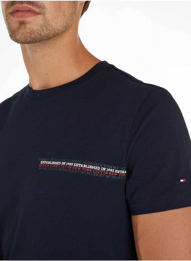 TOMMY HILFIGER Men's Short Sleeves T-Shirt - Cotton, Blue