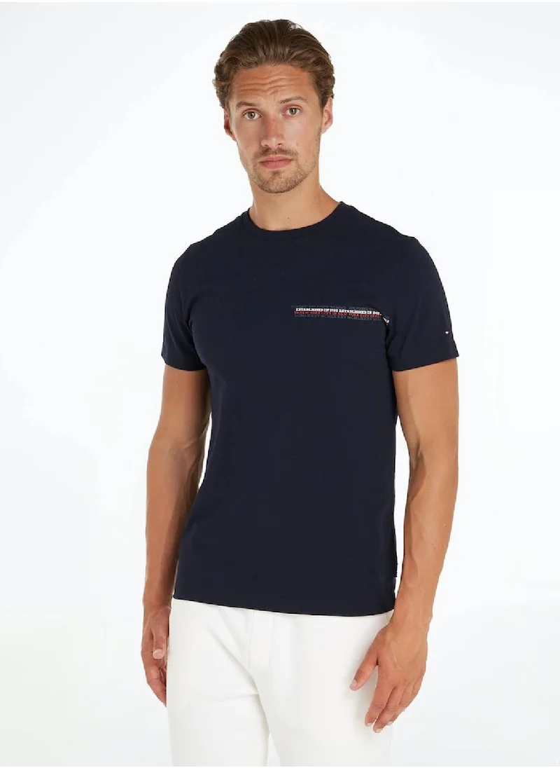 TOMMY HILFIGER Men's Short Sleeves T-Shirt - Cotton, Blue