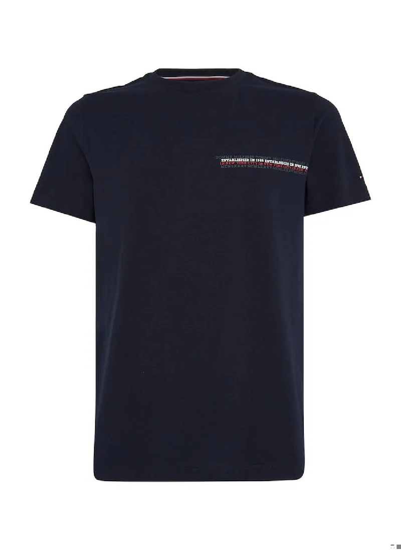 TOMMY HILFIGER Men's Short Sleeves T-Shirt - Cotton, Blue