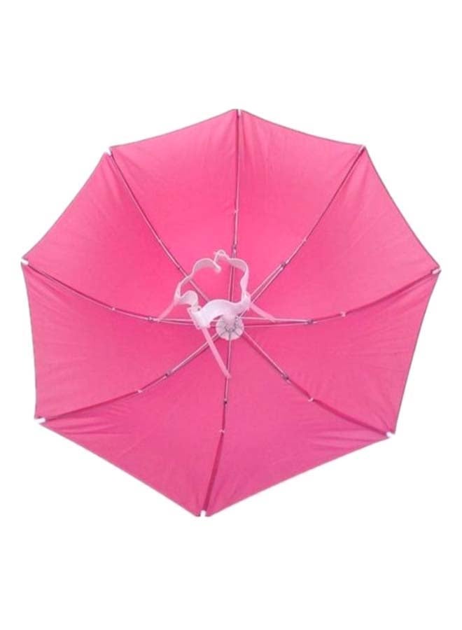NIBEMINENT Foldable Headwear Umbrella Hat With Elastic Band Pink - Image 1