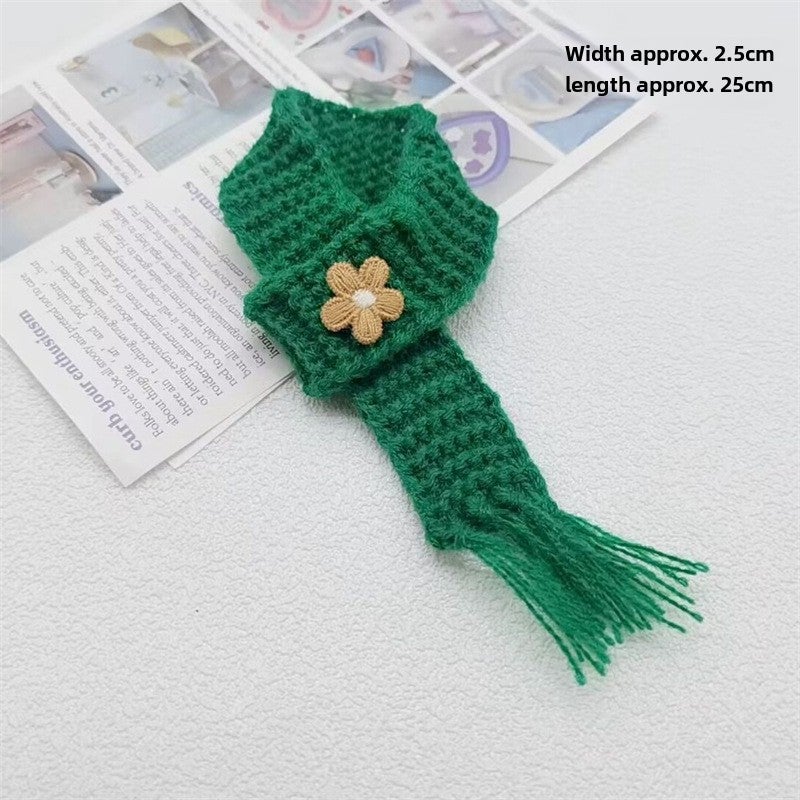 Trendy Labubu Doll Clothes Sweaters Scarves Green small flower knitted scarf 