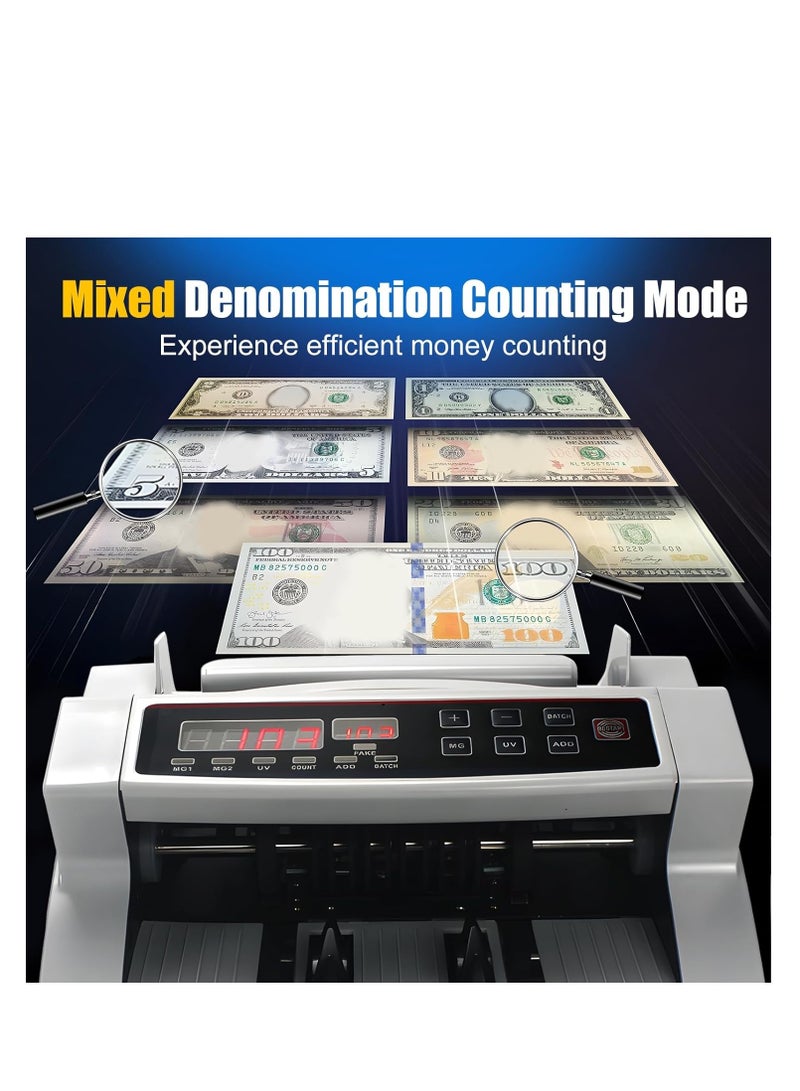 ZLH HITY Money Counter with Value Count, UV/MG/IR Detection Function Cash Counter, Add and Batch Modes, Cash Counter with LCD Display - Image 3