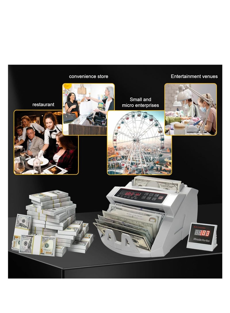 ZLH HITY Money Counter with Value Count, UV/MG/IR Detection Function Cash Counter, Add and Batch Modes, Cash Counter with LCD Display - Image 4