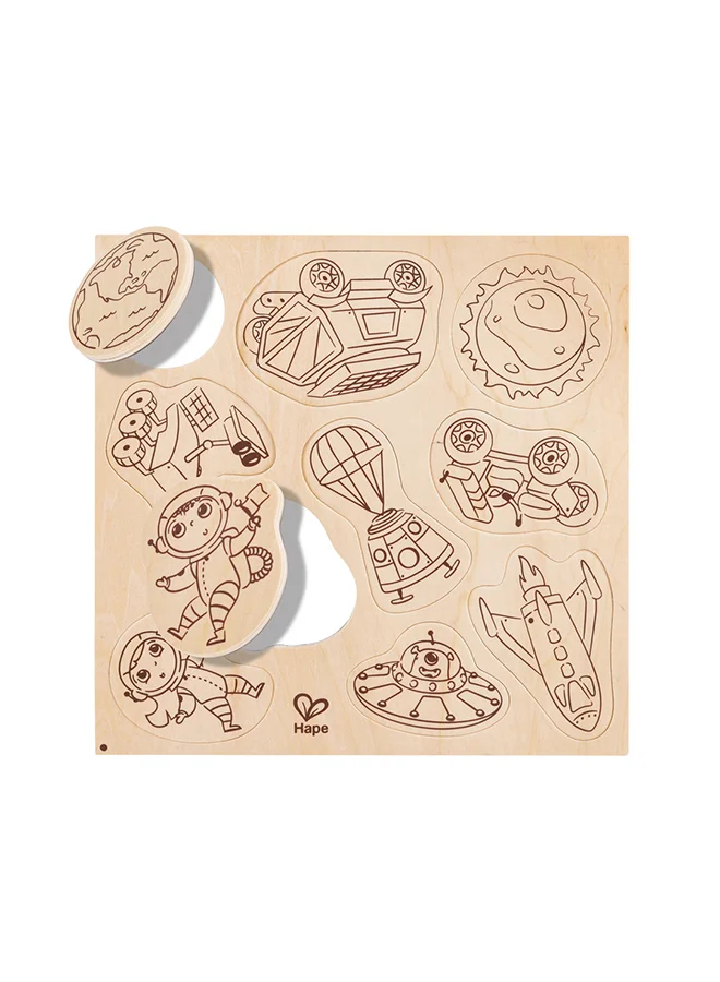Hape Mars Life DIY Magnets | Perfect Easel Companion | Make-Your-Own Magnet Art Set With Wooden Magnets and Glitter Markers, For Kids Ages 3+ Years